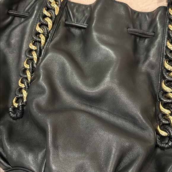 Michael Kors Black Tote with Gold Chain Accents - Picture 3 of 8